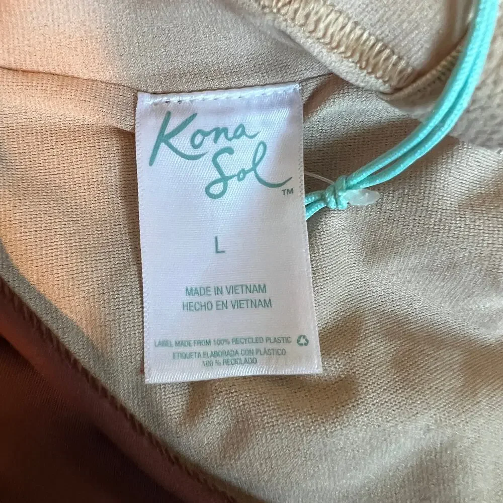 Kona Sol Women's Brown Medium Coverage One Piece Swimsuit - Size Large - NWT